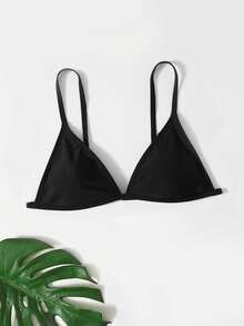 SHEIN Swim Summer Beach Solid Triangle Bikini Top