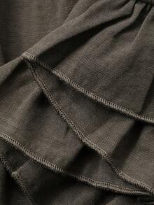 FRIFUL 女士休闲纯色荷叶边下摆半身裙 - 灰色 - 查看 7