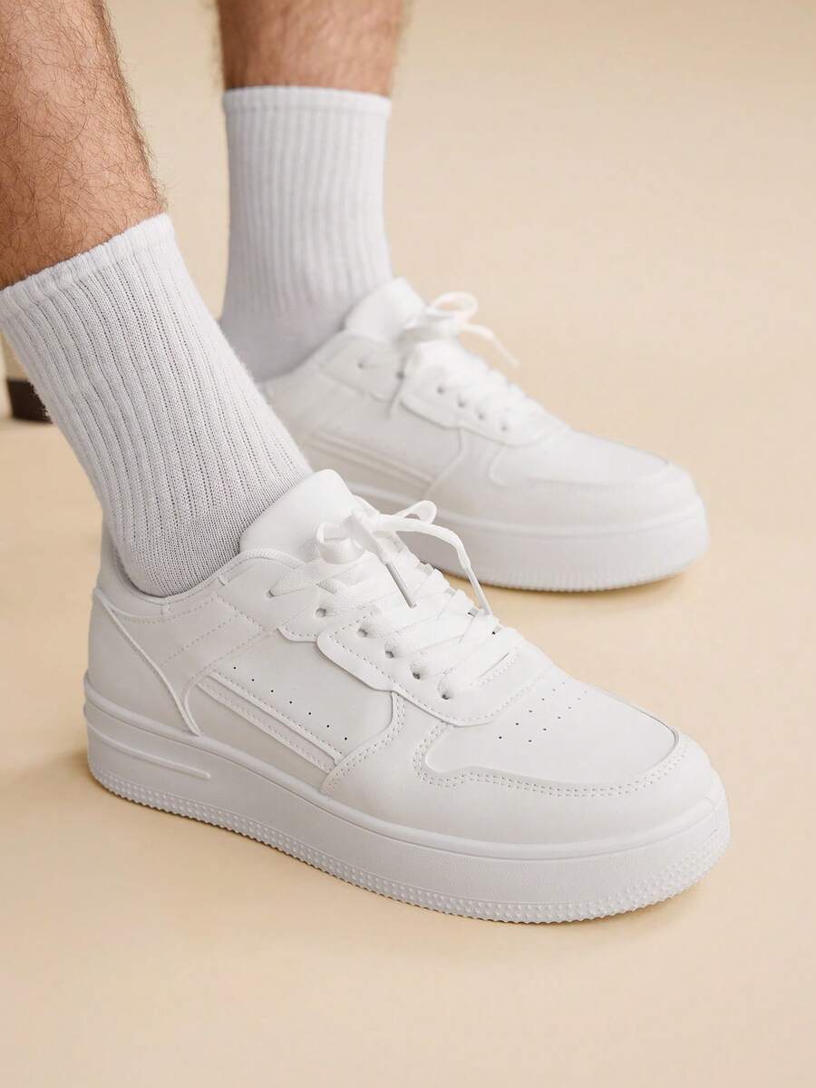 CUCCOO EASI 时尚男女休闲运动鞋，百搭舒适帆布鞋，适合户外运动 - 白色 - 查看 1