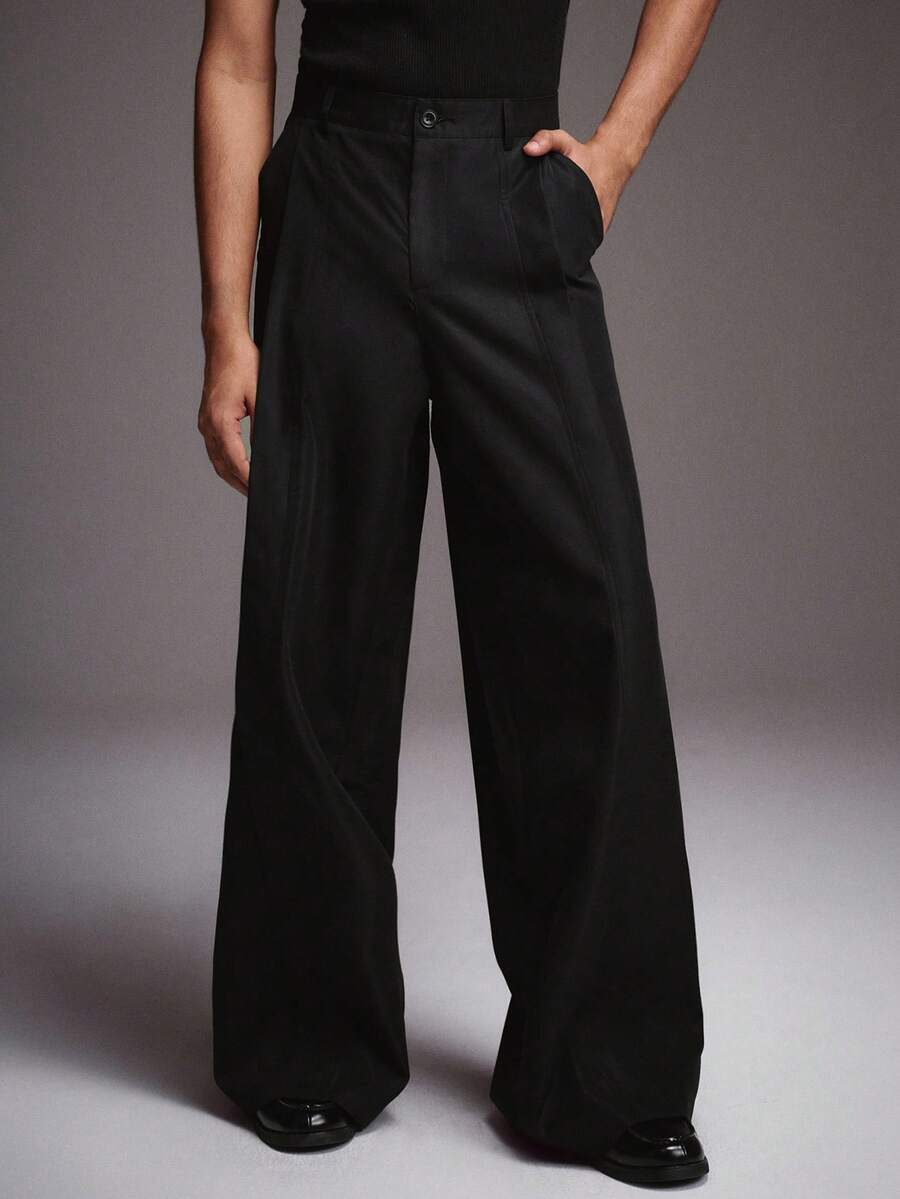 STYNVO Men's Solid Color Straight Loose Fit Casual Pants With Pockets Baggy Black Pant Designer Pants Nightmare Before Christmas High Waisted Pants Wide Leg Pants Black Dress Pants Black Pants - Black - View 1