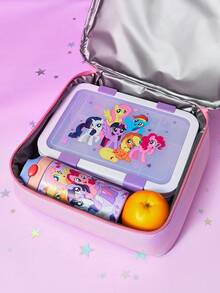 My Little Pony X SHEIN 1 Bolsa de almuerzo aislada con estampado de personaje de dibujos animados, dos formas de sujetar para mantener la comida caliente o fría, bolsa de picnic, gran capacidad, puede contener cajas de almuerzo y bebidas o frutas, adecuada para picnics, campamentos, viajes, uso familiar, adecuada para familias, estudiantes, Fluttershy, Rarity, Rainbow Dash, Twilight Sparkle, Pinkie Pie - Morado claro - Ver 5