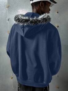 NEON BLANC Men's Fashion Studded Sweatshirt Long Sleeve Hooded Sweatshirt, Suitable For Autumn/Winter - Blue - View 3