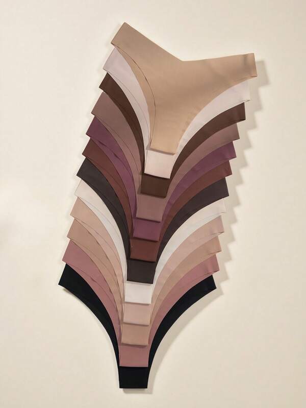 Snug Zone 12pcs/Pack Women's Comfortable Seamless Thong Panties For Everyday Wear