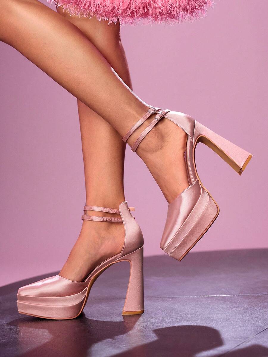 CUCCOO LuxiPop Giày cao gót mũi nhọn đế xuồng màu trơn thời trang thanh lịch dành cho nữ, thích hợp cho Halloween, Giáng sinh, tiệc tùng, hộp đêm - Màu Hồng  Dưa hấu - Xem 1