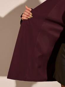 SHEIN BAE 纯色休闲宽松腰带女式风衣 - 紫紅色 - 查看 10