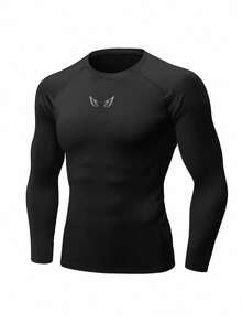 GymBeat Men's Black Stretch Sports Tee With Round Neck And Wrist-Length Sleeves Long Sleeve Compression Shirt Men Compression Shirt Rash Guard Men Compression Shirt Men - Black - View 3