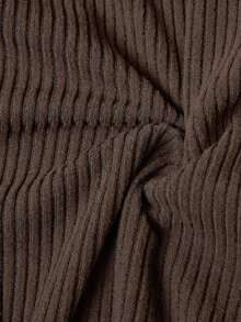 Elaquor Women's Plus Size High Neck Fitted Textured Fabric Top - Brown - View 7