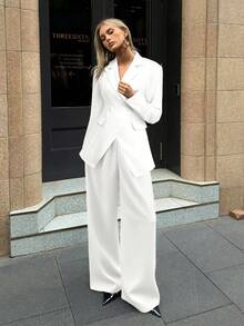 Aloruh Angola Red Basic Office/Casual Suit Set - White - View 3