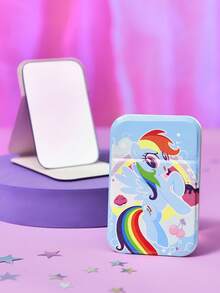 My Little Pony X SHEIN 可爱图案印花PU皮革材质粉色可折叠高清便携镜，可独立支撑或手持，轻巧便携，方便检查妆容细节，适合旅行和通勤，独角兽、暮光闪闪、碧琪、云宝黛西图案，紫色、粉色、蓝色 - 彩色 - 查看 6
