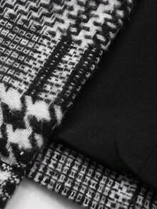 DAZY Ensemble 2 pièces pour femmes, veste ample à col V à carreaux et jupe longue. Ensembles de détente décontracté et élégants pour femmes - Noir et Blanc - Voir 8