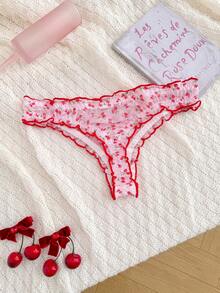 PetitDoll 1件粉色樱桃蕾丝系列丁字裤，适合年轻女性 - 彩色 - 查看 2