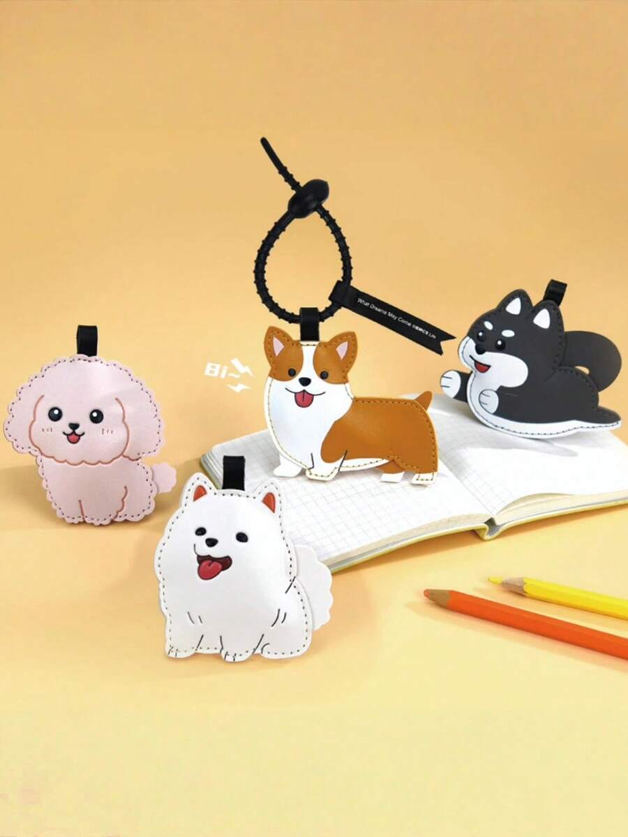 POKOJA LAND BIBI 小狗钥匙扣 - 创意可爱新颖的吱吱作响的皮革狗钥匙扣，汽车挂饰，地面促销礼品。 - 彩色 - 查看 1