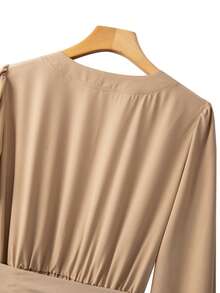 GlowEve CURVE Plus Size Pleated Waist Tie Long Sleeve Dress