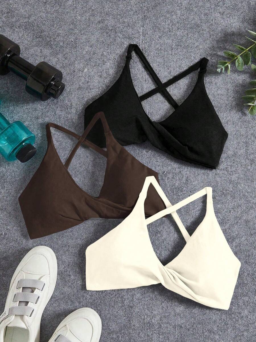 Yoga Basic Sostén de yoga sin costuras y sin espalda / Diseño con torsión frontal / Versátil para deportes y uso diario - Multicolor - Ver 1