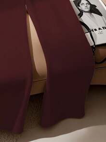 SHEIN PETITE Women's White Elegant Refined Straight-Leg Pants, Suitable For Commuting