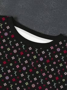 Manfinity Dauomo Standard Size Men's Autumn Letter & Pentagram Print Crew Neck Long Sleeve Sweatshirt - Black - View 3