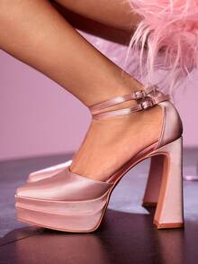 CUCCOO LuxiPop Giày cao gót mũi nhọn đế xuồng màu trơn thời trang thanh lịch dành cho nữ, thích hợp cho Halloween, Giáng sinh, tiệc tùng, hộp đêm - Màu Hồng  Dưa hấu - Xem 2