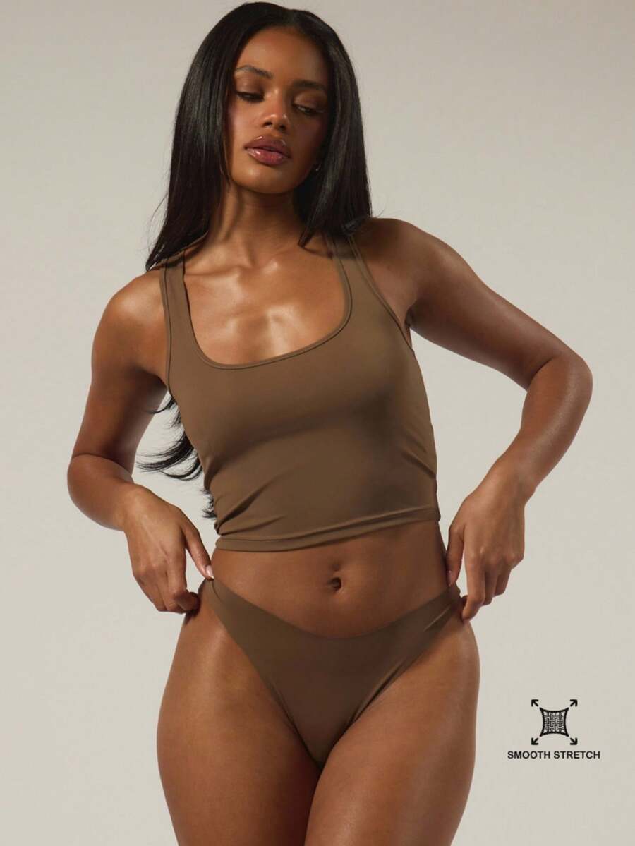 MUSERA ESSENTIALS Scoop Neck Snatched Tank Top Autumn Lounge Winter Holidays Fall Cosy Everyday Festive Holidays Spring Summer - Coffee Brown - View 1