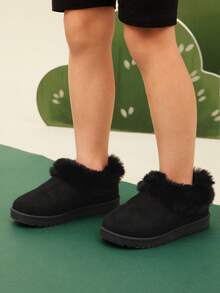 Mini mi #SnugFeet 儿童毛绒绒领子绒面黑色套脚短靴 – 温暖可爱，适合正在成长的小小梦想家 - 黑色 - 查看 2