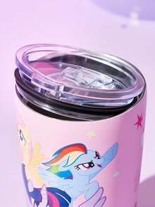 My Little Pony X SHEIN 20 Oz / 600 Ml Printed Stainless Steel Flat Bottom Insulated Cup With Cup Lid,Gift Ideas - Pink - View 5