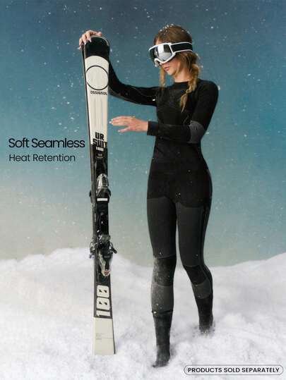 GLOWMODE Second-Skin Seamless Slope To Chalet Sweat-Wicking 3D Wave Design Compression Thermal Leggings Ski Autumn Winter Snow Outdoors Daily Active Wear