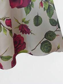 GlowEve Women's Elegant Casual Large Floral Gray-Brown Flared Skirt - Multicolor - View 4