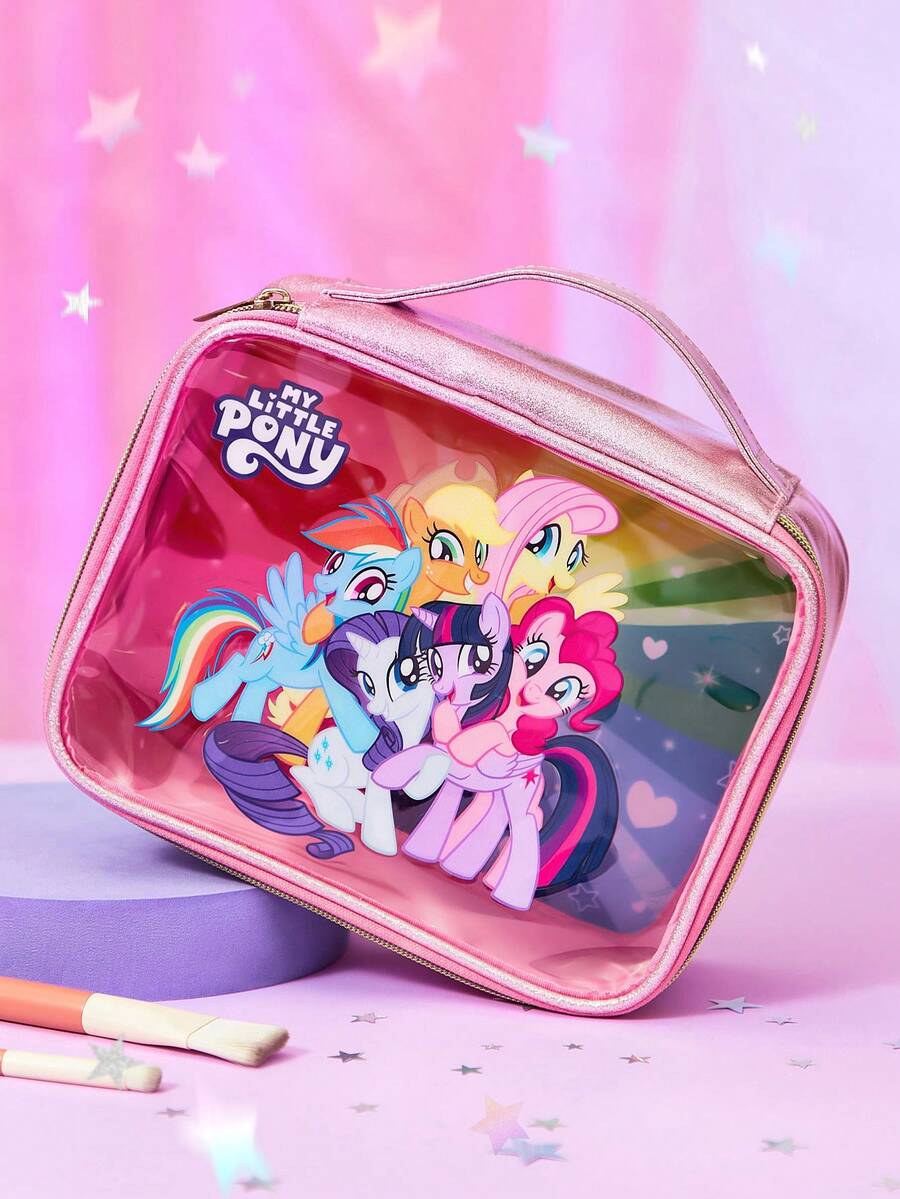 My Little Pony X SHEIN 1 Large-Capacity Cosmetic Bag, Multi-Function Storage Bag, Small Storage Bag, Travel Storage Bag, Digital Storage Bag, Can Be Used For Daily Carrying Of Small Items, Travel, Office, Makeup, Or Study, Suitable For Men, Women, Students, Twilight Sparkle, Rainbow Dash, Applejack, Fluttershy, Pinkie Pie, Rarity,Gift Ideas - Pink - View 1