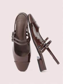 CUCCOO DOLLMOD Classic Coffee Brown Mary Jane Shoes, Simple Design With Ankle Strap For Women,Suitable For Commuting, Dating, Party, Holiday Spring Shoes Spring Break Easter For Christmas - Coffee Brown - View 3