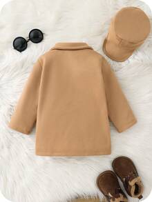 SHEIN Kup 1, a drugi dostaniesz gratis dla chłopca/dziewczynki, 2 szt./zestaw, polar, gruba wełniana kurtka w kolorze szarym z czapką, ocieplany płaszcz, zimowy płaszcz, pikowany płaszcz, wygodny, uniwersalny, prosty, uniwersalny styl, odpowiedni do użytku wewnątrz i na zewnątrz, na narty, do noszenia na co dzień, do sportu, zabawy, na imprezę, do sesji zdjęciowej, na festiwal, Boże Narodzenie, Halloween - Brązowy - Zobacz 2