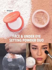 SHEGLAM Insta-Ready Face & Under Eye Setting Powder Duo-Bisque 2 In 1 Brightening Loose Setting Powder Matte Pore-Less Waterproof Powder Face Makeup Powder Brand Beauty Makeup Face Paint Cosmetic For Women Girls Perfect For Spring Summer Ideal For Y2K Fancy Fashion Suitable For Birthday Mother'S Day Gift Rave Festival Party Ready Best Color - Bisque - View 2