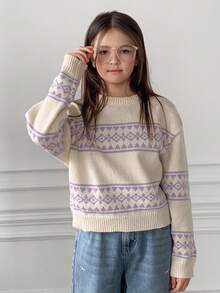 DAZY 少女毛衣，秋季 - 紫色 - 查看 3