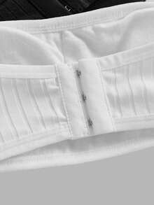 SHEIN 2 pezzi/set Reggiseno e canottiera minimali e comodi per ragazze pre-adolescenti, imbottiti, morbidi e delicati sulla pelle - Bianco e nero - Visualizzare 9