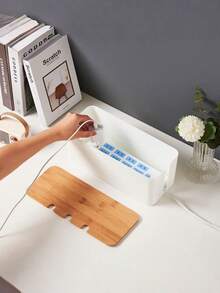 Große Kabelmanagementbox - Holzoptik Kabelorganizer und Abdeckung für TV-Kabel, Computer, USB-Hub und Steckdosenleiste unter dem Schreibtisch - ABS-Material - Verschiedenfarbig - Übersicht 8