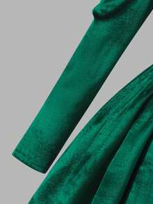 SHEIN Váy dài tay màu xanh ô liu dành cho bé gái tuổi teen - Màu xanh lá cây đậm - Xem 6