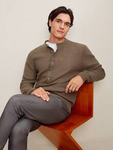 Claim Dot Áo len dài tay nam màu trơn, kiểu dáng thường ngày, phong cách công sở, chất liệu cashmere, quần áo nam, áo polo nam cài nút màu nâu, áo polo nam màu nâu, áo thun nam màu nâu, áo sơ mi nam màu nâu, áo thun nam màu nâu, áo Henley màu nâu, áo cardigan nam màu nâu. - màu nâu - Xem 7