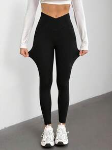 SHEIN Tall Two Pieces Set Women's Solid Color High Waist Simple Slim Casual Leggings,Fall,Fall Clothes For Women,Winter Clothes For Women