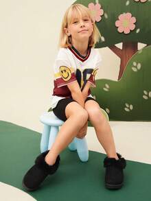 Mini mi #SnugFeet 儿童毛绒绒领子绒面黑色套脚短靴 – 温暖可爱，适合正在成长的小小梦想家 - 黑色 - 查看 5