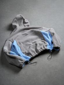 Manfinity EMRG Men's Contrast Color Patchwork Zip-Up Hooded Jacket, Autumn/Winter, Gray Zip Up, Cropped Men S Zip Up Hoodie, Shark Hoodie Jacket - Grey - View 2