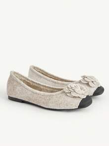 CUCCOO CHICEST Beige Floral Print Comfortable Women Flat Shoes - Apricot - View 7