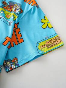 SCOOBY-DOO X SHEIN 大码女式夏季印花宽松落肩短袖睡裙，哞哞睡衣 - 彩色 - 查看 5