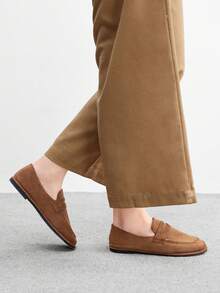 CUCCOO BIZCHIC Women's Brown Buckle Simple Round Toe Flat Shoes, Elegant, Casual, Comfortable, Slip-On, Suitable For Work, Commute, Versatile, Formal Occasions - Brown - View 4