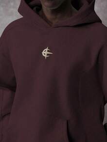 STYNVO sweat-shirt à capuche décontracté à manches longues avec poche et imprimé géométrique pour hommes, sweat-shirt à capuche bordeaux pour l'automne/l'hiver pour hommes - Rouge foncé - Voir 5