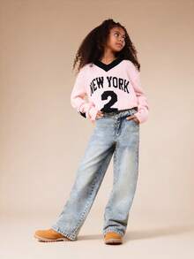 SUMWON Wide Leg Vintage Wash High Rise Denim Jeans With Relaxed Fit For Casual Everyday Wear - Bronze - View 4