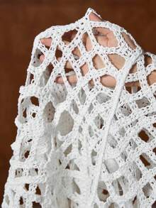 AKNOTIC Business Casual 男士钩针编织花卉图案休闲宽松长袖针织上衣，适合夏季、秋季、度假、日常穿着、派对、情侣装，男士礼物 - 白色 - 查看 9