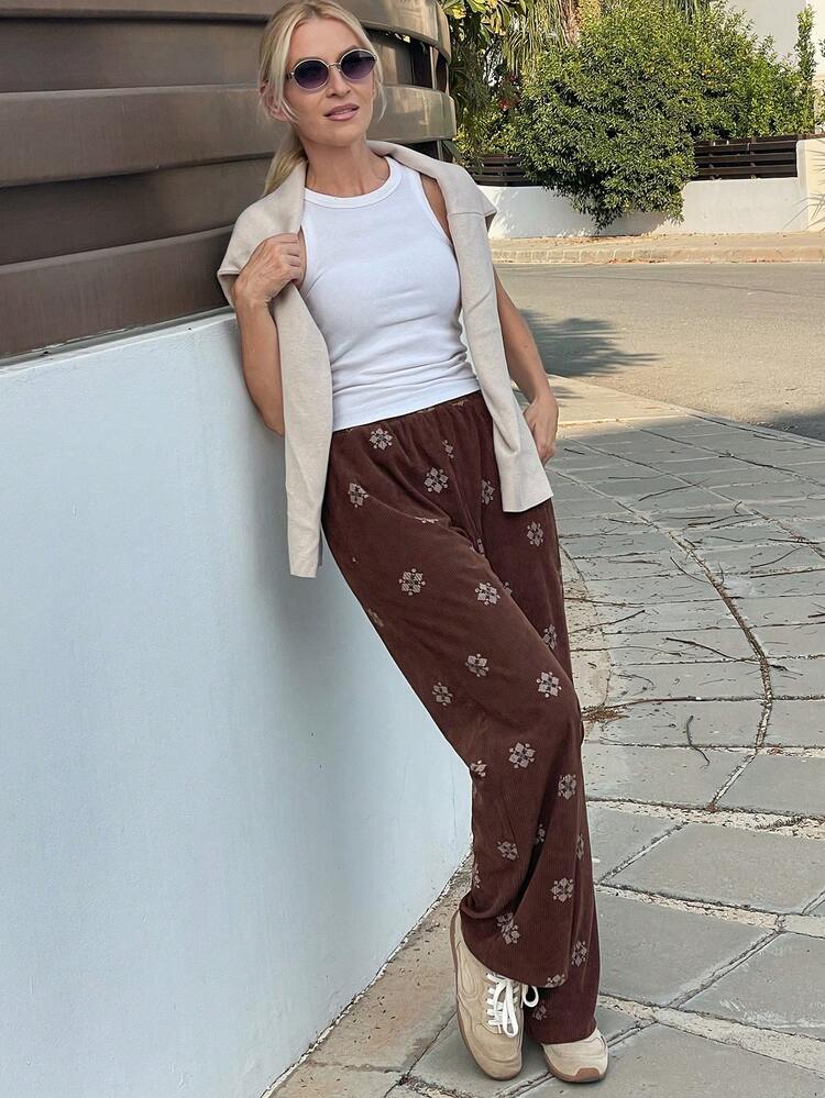 Women's Geometric Print Loose Wide Leg Pants