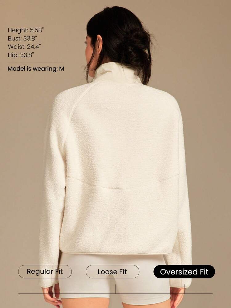 Chaqueta cómoda y gruesa de polar polar con forro suave y cálido, de ajuste relajado, con dobladillo elástico y múltiples bolsillos para uso diario y casual en invierno