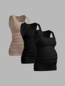 Modmama 3pcs Maternity Women's Solid Color Slimming Tank Tops, Casual & Simple, Perfect For Summer Maternity Tank Top Maternity Tops Tank Tops Women Nursing Tank Top Nursing Tops