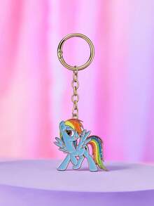 My Little Pony X SHEIN 时尚可爱甜美闪亮钥匙扣，锌合金材质，可作油滴袋吊坠，金色饰物，独角兽暮光闪闪、萍琪派和云宝黛西图案，紫色、粉色和蓝色。 - 彩色 - 查看 6