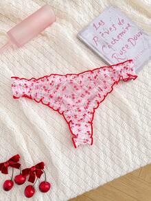 PetitDoll 1件粉色樱桃蕾丝系列丁字裤，适合年轻女性 - 彩色 - 查看 1