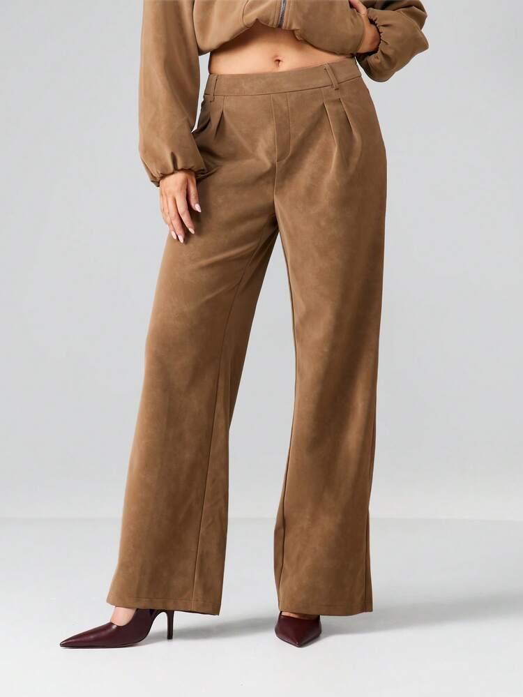 MISSGUIDED Pantaloni palazzo a vita alta con gamba ampia e dettaglio plissettato sul davanti per la moda autunnale